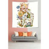 Ontheclouds Floral Desen Kedi Leke Tutmaz Kumaş Duvar Örtüsü Duvar Halısı Tapestry, 100 x 140, 100 x 140 PNTR074B