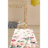 Ontheclouds Floral Suluboya Çiçekli Minimal Bohem Tarz Yıkanabilir Kaymaz Taban Leke Tutmaz Çocuk Odası Halısık, 40 x 40