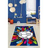 Ontheclouds Futbol Topu Desenli Dijital Baskılı Kaymaz Taban Yıkanabilir Leke Tutmaz Erkek Çocuk Odası Halısı, 80 x 400