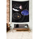 Ontheclouds Galaksi Ay Güneş Gece Manzaralı Leke Tutmaz Kumaş Duvar Örtüsü Duvar Halısı Tapestry, 100 x 140