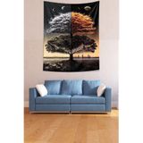 Ontheclouds Gece Ve Gündüz Manzarası Leke Tutmaz Kumaş Duvar Örtüsü Duvar Halısı Tapestry, 70 x 70