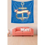 Ontheclouds Gemici Denizci Çapa Desen Leke Tutmaz Kadife Dokulu Kumaş Duvar Örtüsü Duvar Halısı Tapestry, 140 x 140