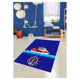 Ontheclouds Gemici Gemi Dümen Çapa Desenli Dijital Baskı Yıkanabilir Kaymaz Taban Çocuk Odası Halısı, 80 x 350