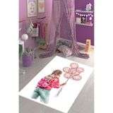Ontheclouds Genç Kız Balon Desenli Çiçekli Halı Dijital Baskı Yıkanabilir Kaymaz Taban Kız Çocuk Odası Halısı, 80 x 150