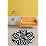 Ontheclouds Geometrik 3 Boyutlu Çark Desenli Dijital Baskı Yıkanabilir Kaymaz Taban Spor Yuvarlak Halı, 160 x 160 AYDYU051H