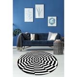 Ontheclouds Geometrik 3 Boyutlu Çark Desenli Dijital Baskı Yıkanabilir Kaymaz Taban Spor Yuvarlak Halı, 60 x 60 AYDYU050F