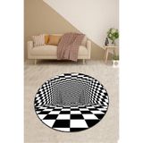Ontheclouds Geometrik 3 Boyutlu Desenli Dijital Baskı Yıkanabilir Kaymaz Taban Spor Yuvarlak Halı, 100 x 100 AYDYU048G