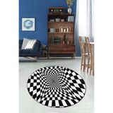 Ontheclouds Geometrik 3 Boyutlu Desenli Dijital Baskı Yıkanabilir Kaymaz Taban Spor Yuvarlak Halı, 140 x 140 AYDYU045K