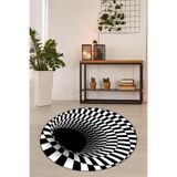 Ontheclouds Geometrik 3 Boyutlu Desenli Dijital Baskı Yıkanabilir Kaymaz Taban Spor Yuvarlak Halı, 180 x 180 AYDYU046I