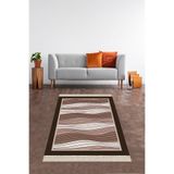 Ontheclouds Geometrik Çizgi Desenli Dijital Baskı Yıkanabilir Kaymaz Taban Etnik Kilim Desen Salon Halı, 180 x 250 MEG992AH