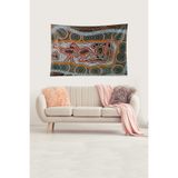 Ontheclouds Geometrik Çizgiler Desenli Leke Tutmaz Kadife Dokulu Kumaş Duvar Örtüsü Duvar Halısı Tapestry, 140 x 230