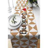 ontheclouds Geometrik Desen Cooking Yazılı Leke Tutmaz Kumaş Salon Mutfak Masa Runner 40x140 cm, NRNNR27