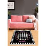 Ontheclouds Geometrik Desenli Çiçek Motifli Dijital Baskı Yıkanabilir Kaymaz Taban Modern Salon Halısı, 100 x 250
