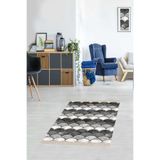 Ontheclouds Geometrik Desenli Dijital Baskı Yıkanabilir Kaymaz Taban Etnik Kilim Desen Salon Halı, 100 x 500 MEG377U