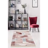 Ontheclouds Geometrik Desenli Dijital Baskı Yıkanabilir Kaymaz Taban Etnik Kilim Desen Salon Halı, 100 x 500 MEG692U