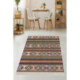 Ontheclouds Geometrik Desenli Dijital Baskı Yıkanabilir Kaymaz Taban Etnik Kilim Desen Salon Halı, 100 x 500 MEG759U
