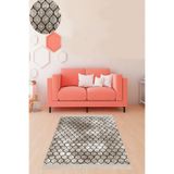 Ontheclouds Geometrik Desenli Dijital Baskı Yıkanabilir Kaymaz Taban Modern Kilim Desen Salon Halı (Bej), 180 x 250