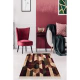 Ontheclouds Geometrik Desenli Renk Bloklu Dijital Baskı Yıkanabilir Kaymaz Taban Kilim Model Salon Halısı, 40 x 40