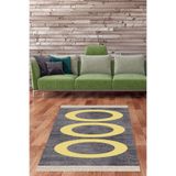 Ontheclouds Geometrik Desenli Renk Bloklu Dijital Baskı Yıkanabilir Kaymaz Taban Modern Salon Halısı, 100 x 250 MEG972S