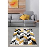 Ontheclouds Geometrik Desenli Renk Bloklu Dijital Baskı Yıkanabilir Kaymaz Taban Modern Salon Halısı, 100 x 400 MEG991P