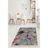 Ontheclouds Geometrik Desenli Renk Geçişli Dijital Baskı Yıkanabilir Kaymaz Taban Çocuk Odası Halısı, 40 x 40