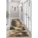Ontheclouds Geometrik Desenli Renkli Dijital Baskı Yıkanabilir Kaymaz Taban Etnik Kilim Model Salon Halısı, 100 x 200