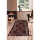 Ontheclouds Geometrik Etnik Kilim Desenli Siyah Beyaz Dijital Baskı Yıkanabilir Kaymaz Taban Modern Salon Halısı, 80 x 200 AYH099B