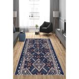 Ontheclouds Geometrik Etnik Kilim Desenli Siyah Beyaz Dijital Baskı Yıkanabilir Kaymaz Taban Modern Salon Halısı, 80 x 400 AYH098D
