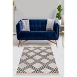 Ontheclouds Geometrik Karo Desenli Dijital Baskı Yıkanabilir Kaymaz Taban Etnik Kilim Desen Salon Halı, 100 x 500 MEG700U