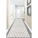 Ontheclouds Geometrik Karo Kilim Desen Gold Dijital Baskı Yıkanabilir Kaymaz Taban Modern Salon Halısı Ve Yolluk, 80 x 300