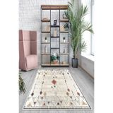 Ontheclouds Geometrik Karo Renkli Bohem Dijital Baskı Yıkanabilir Kaymaz Taban Etnik Kilim Desen Salon Halısı, 80 x 500
