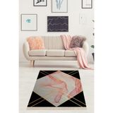Ontheclouds Geometrik Mermer Desenli Gold Dijital Baskı Yıkanabilir Kaymaz Taban Leke Tutmaz Modern Salon Halısı, 100 x 200 BLT-S-019G