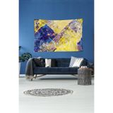 Ontheclouds Geometrik Renk Bloklu Leke Tutmaz Kadife Dokulu Kumaş Duvar Örtüsü Duvar Halısı Tapestry, 35 x 50, 35 x 50 WLL303F