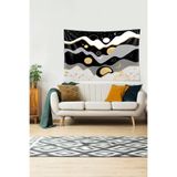 Ontheclouds Geometrik Renk Bloklu Leke Tutmaz Kadife Dokulu Kumaş Duvar Örtüsü Duvar Halısı Tapestry, 70 x 100, 70 x 100 WLL351A