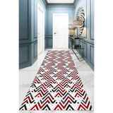 Ontheclouds Geometrik Zigzag Desenli Dijital Baskı Yıkanabilir Kaymaz Taban Klasik Salon Halısı, 60 x 200