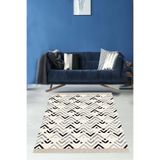 Ontheclouds Geometrik Zigzag Desenli Dijital Baskı Yıkanabilir Kaymaz Taban Salon Halısı 160X160 Cm, 180 x 180