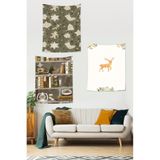 Ontheclouds Geyik Kitaplık Yılbaşı Kurabiyeli Leke Tutmaz Duvar Örtüsü Duvar Halısı Tapestry 3'Lü Set, 35 x 50