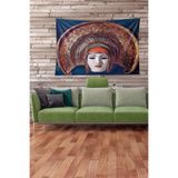Ontheclouds Geyşa Desen Geleneksel Leke Tutmaz Kadife Dokulu Kumaş Duvar Örtüsü Duvar Halısı Tapestry, 70 x 100
