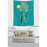 Ontheclouds Gitar Ve Doğa Temalı Leke Tutmaz Kumaş Duvar Örtüsü Duvar Halısı Tapestry, 70 x 70