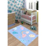 Ontheclouds Gökkuşağı Yıldız Bulut Desenli Dijital Baskı Yıkanabilir Kaymaz Taban Leke Tutmaz Çocuk Odası Halısı, 60 x 200 BLT-P-086AC