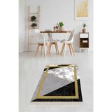 Ontheclouds Gold Çerçeveli Mermer Desen Dijital Baskı Kaymaz Taban Yıkanabilir Modern Salon Halısı Ve Yollu, 80 x 200