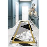 Ontheclouds Gold Çerçeveli Mermer Desen Dijital Baskı Kaymaz Taban Yıkanabilir Modern Salon Halısı Ve Yollu, 80 x 350