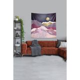 Ontheclouds Gold Dağın Ardındaki Güneş Leke Tutmaz Kadife Kumaş Duvar Örtüsü Duvar Halısı Tapestry, 35 x 50