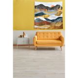 Ontheclouds Gold-Gri Güneşin Batışı Leke Tutmaz Kadife Kumaş Duvar Örtüsü Duvar Halısı Tapestry, 140 x 140