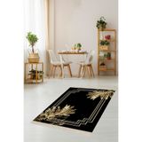 Ontheclouds Gold Yaprak Desenli Çerçeveli Dijital Baskı Halı, 80 x 150