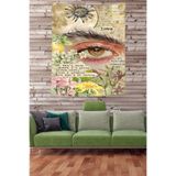 Ontheclouds Göz Bakış Temalı Çiçekli Vintge Desen Leke Tutmaz Kumaş Duvar Örtüsü Duvar Halısı Tapestry, 70 x 100