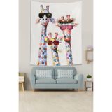 Ontheclouds Gözlüklü Zürafa Aile Leke Tutmaz Kumaş Duvar Örtüsü Duvar Halısı Tapestry, 35 x 50