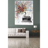 Ontheclouds Gramafondan Çıkan Renkler Leke Tutmaz Kadife Kumaş Duvar Örtüsü Duvar Halısı Tapestry, 140 x 140