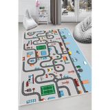 Ontheclouds Gri Araba Yollu Trafik Yıkanabilir Kaymaz Taban Leke Tutmazbebek Ve Çocuk Odası Halısı, 100 x 400 AYC114P