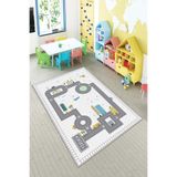 Ontheclouds Gri Araba Yollu Trafik Yıkanabilir Kaymaz Taban Leke Tutmazbebek Ve Çocuk Odası Halısı, 80 x 200 AYC125B